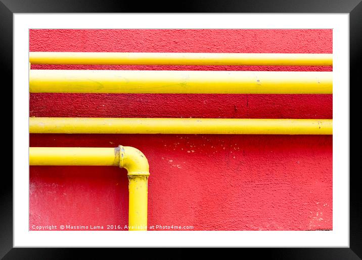 yellow gas pipe Framed Mounted Print by Massimo Lama
