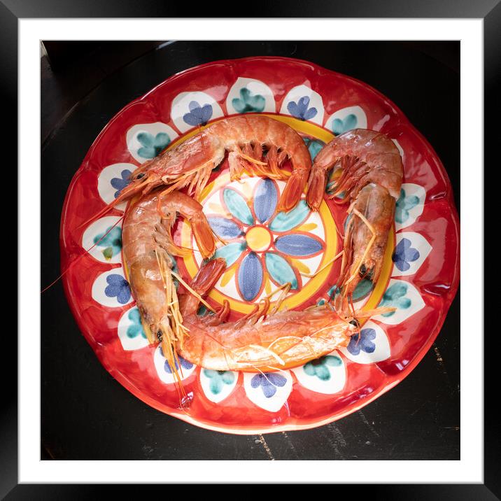 Prawns in a dish Framed Mounted Print by Massimo Lama