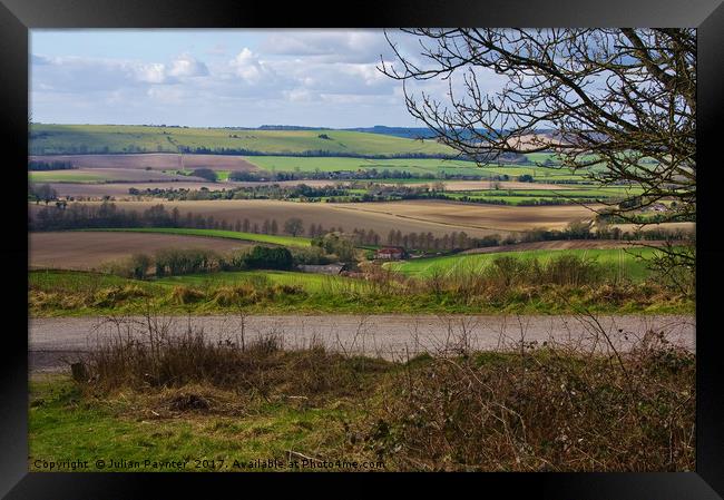 Layered view from Butser Hill in Hampshire Framed Print by Julian Paynter