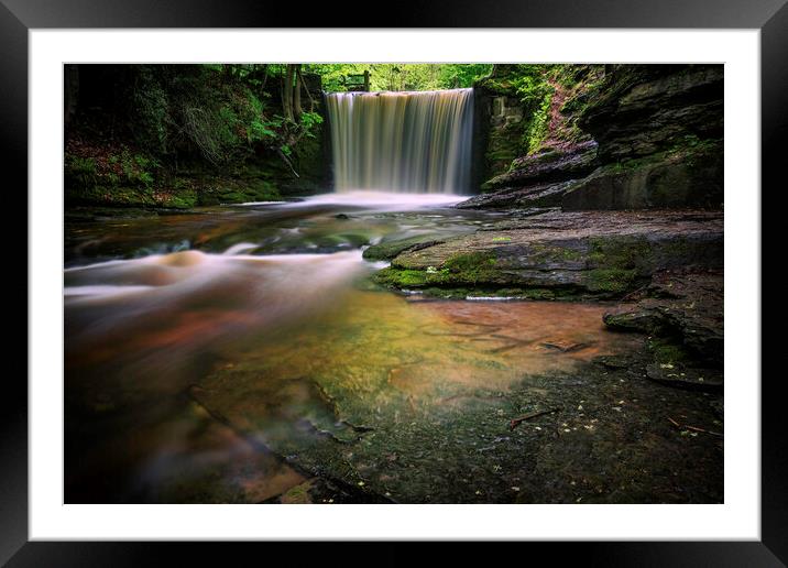 Nant mill waterfall Framed Mounted Print by Kevin Elias