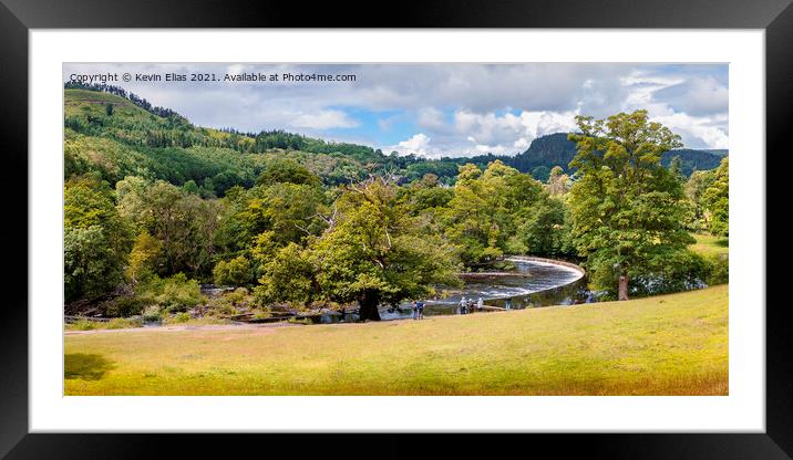 Horseshoe falls, Wales Framed Mounted Print by Kevin Elias