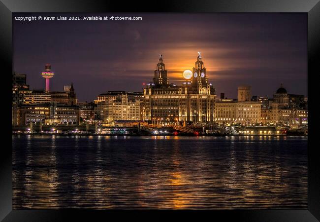 Moon over Liverpool Framed Print by Kevin Elias