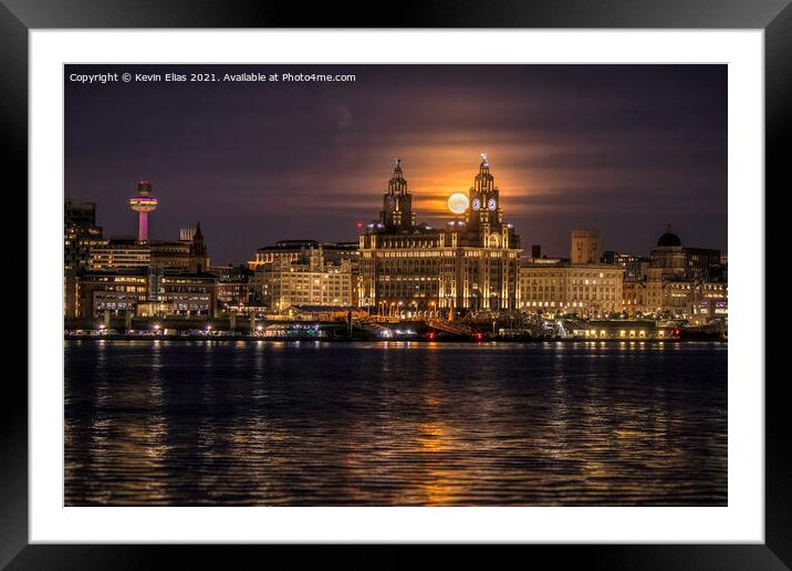 Moon over Liverpool Framed Mounted Print by Kevin Elias