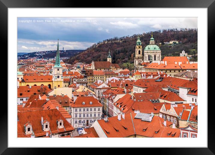 Rooftops of Prague Framed Mounted Print by Kevin Elias