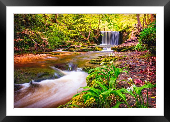Nant Mill waterfall Framed Mounted Print by Kevin Elias