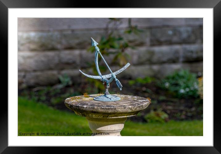 Garden Sun Dial Framed Mounted Print by Jim Wood