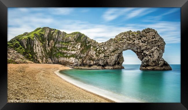 The Majestic Limestone Arch of Durdle Door Framed Print by AMANDA AINSLEY