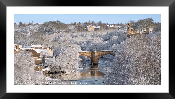 Wintry River Tees at Barnard Castle Framed Mounted Print by AMANDA AINSLEY