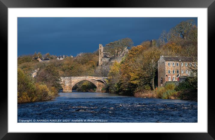 Autumn at Barnard Castle and The County Bridge Framed Mounted Print by AMANDA AINSLEY