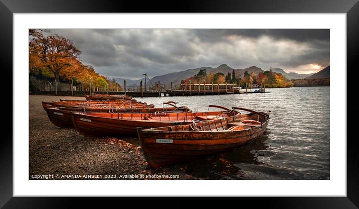 Rowing Boats on Derwent Water Framed Mounted Print by AMANDA AINSLEY
