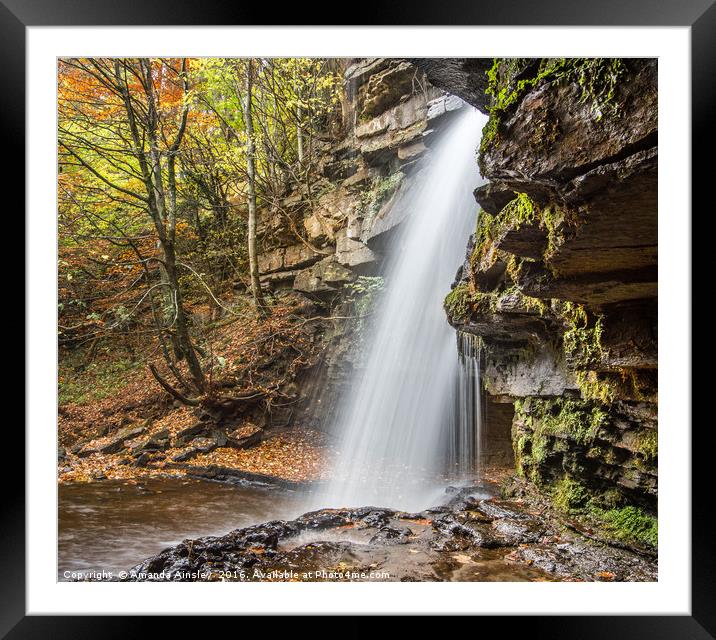 Gibsons Cave Waterfall Framed Mounted Print by AMANDA AINSLEY