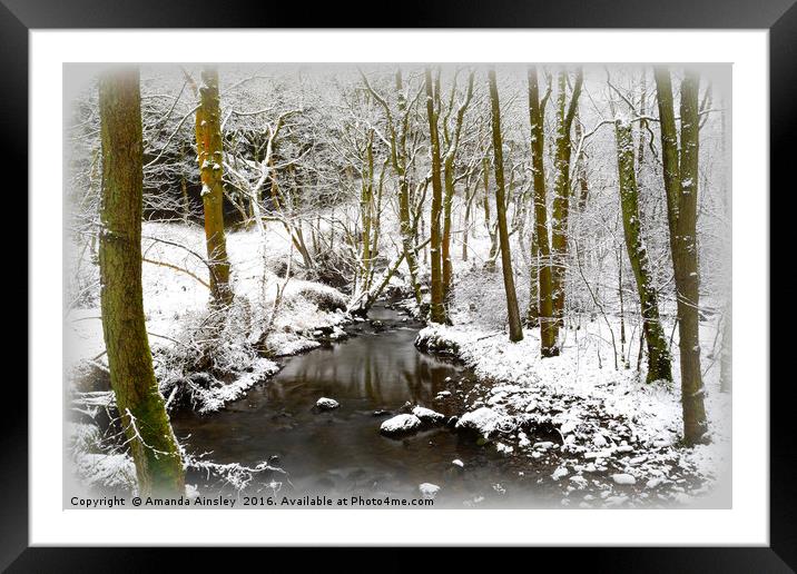 Ghyll Beck Snow Framed Mounted Print by AMANDA AINSLEY