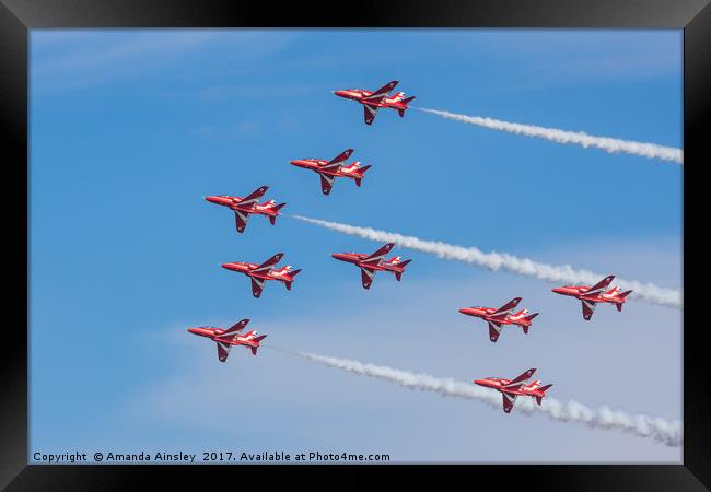 The RAF Red Arrows Aerobatic Team Framed Print by AMANDA AINSLEY