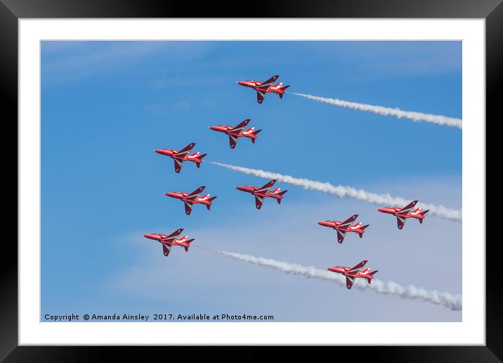 The RAF Red Arrows Aerobatic Team Framed Mounted Print by AMANDA AINSLEY