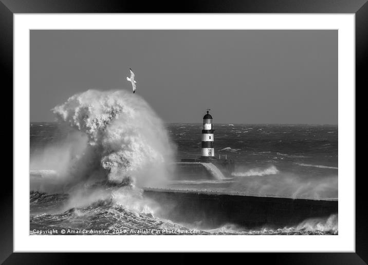 Rough Seas at Seaham in County Durham Framed Mounted Print by AMANDA AINSLEY