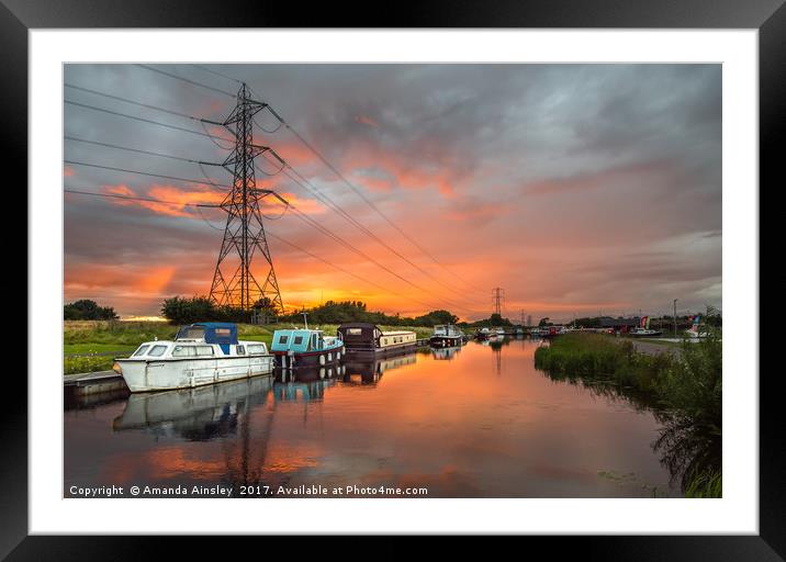 Summer Canal Sunset Framed Mounted Print by AMANDA AINSLEY