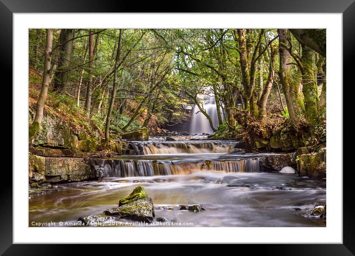 Summerhill Force in Teesdale Framed Mounted Print by AMANDA AINSLEY