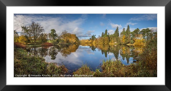 Lartington Low Pond in Autumn Splendour Framed Mounted Print by AMANDA AINSLEY