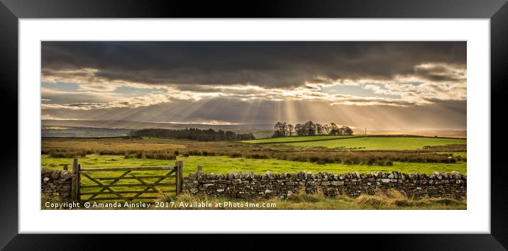 Sun Rays over Teesdale Framed Mounted Print by AMANDA AINSLEY