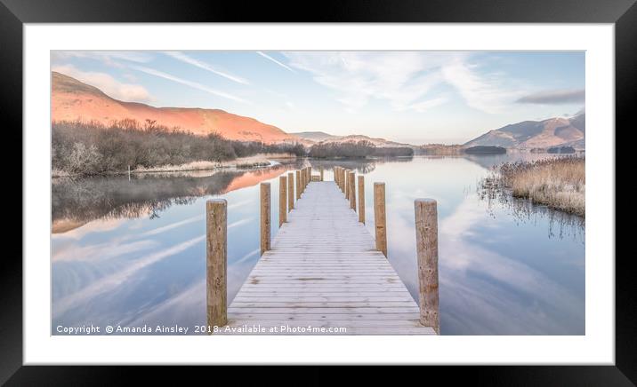 Frost  Morning Reflections at Lodore Falls Jetty Framed Mounted Print by AMANDA AINSLEY