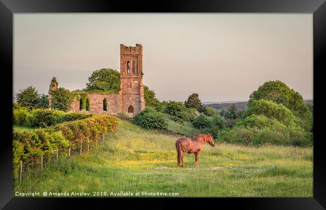 A Tranquil Sunset at an Abandoned Church in Southe Framed Print by AMANDA AINSLEY