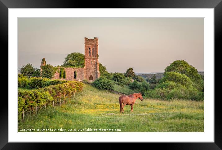 A Tranquil Sunset at an Abandoned Church in Southe Framed Mounted Print by AMANDA AINSLEY