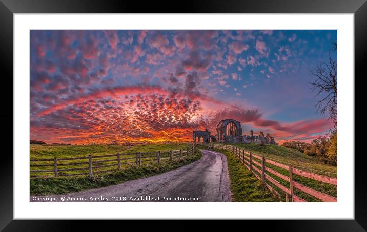 Majestic Sunset over Egglestone Abbey Framed Mounted Print by AMANDA AINSLEY