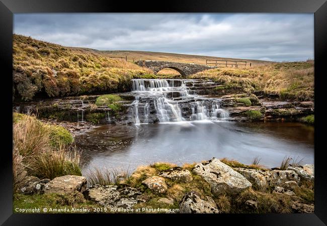 Majestic Stonesdale Beck Waterfall Framed Print by AMANDA AINSLEY