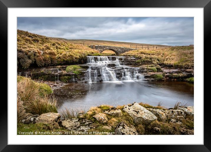 Majestic Stonesdale Beck Waterfall Framed Mounted Print by AMANDA AINSLEY