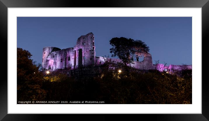 Majestic Barnard Castle at Night Framed Mounted Print by AMANDA AINSLEY