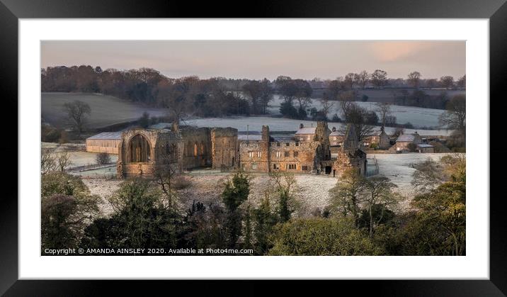 Majestic Egglestone Abbey in Winter Wonderland Framed Mounted Print by AMANDA AINSLEY