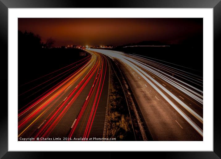Motorway Sunset Framed Mounted Print by Charles Little