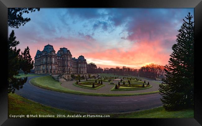'Bowes Museum Sunrise' Framed Print by Mark Brownless