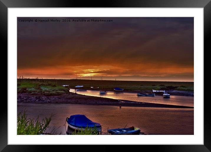 Burnham Overy Staithe Sunse Framed Mounted Print by Hamish Morley