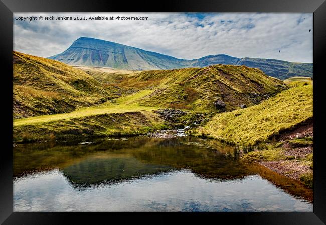 Looking up at Picws Du in the Black Mountain Carma Framed Print by Nick Jenkins