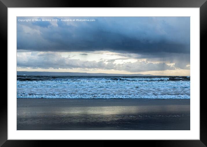 Incoming Waves Llantwit Major Beach  Framed Mounted Print by Nick Jenkins