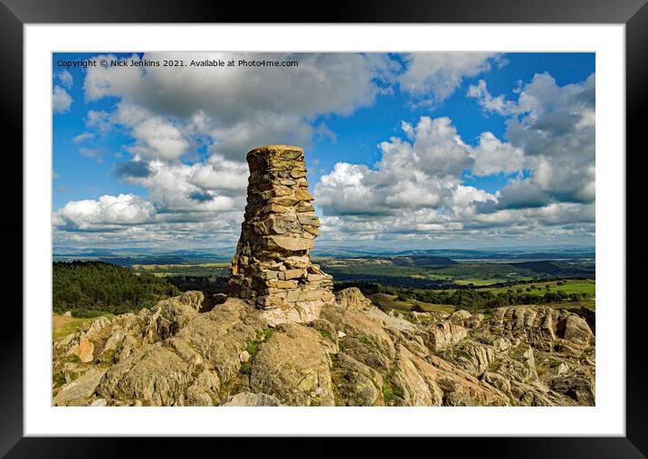 Trig point summit of Gummers How Lake District Framed Mounted Print by Nick Jenkins