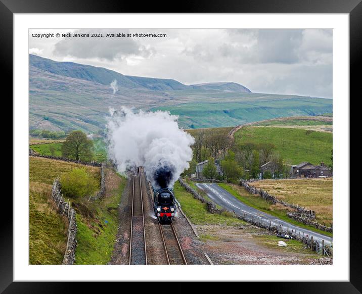 The Broughton Steam Locomotive Aisgill Yorkshire Dales  Framed Mounted Print by Nick Jenkins