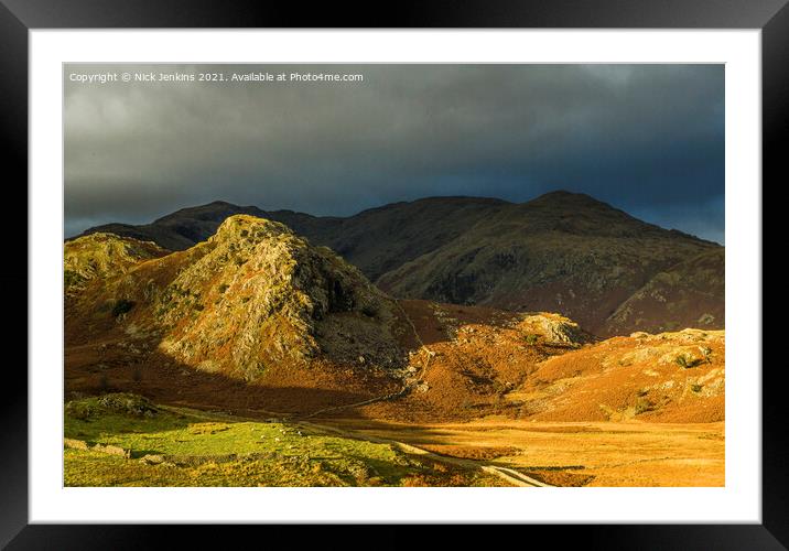 Winter Light The Bell Coniston Fells Lake District Framed Mounted Print by Nick Jenkins