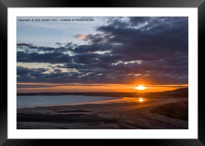 Sunset over Beach Ogmore by Sea South Wales  Framed Mounted Print by Nick Jenkins