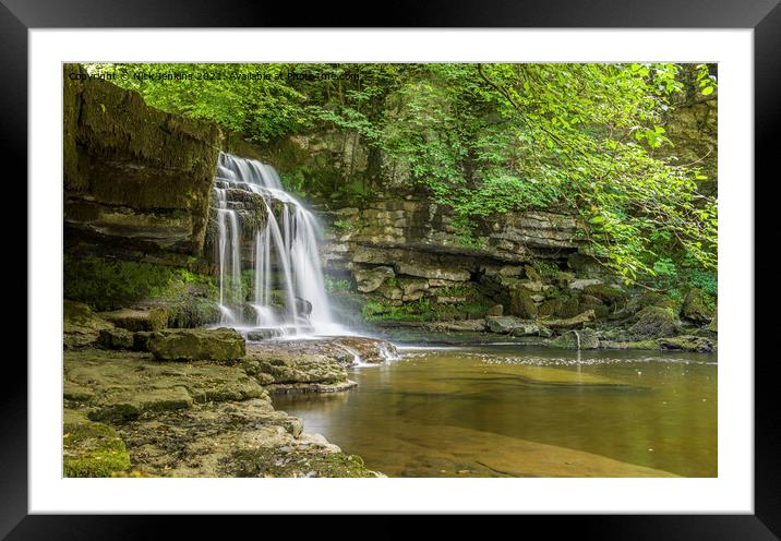 West Burton Waterfall Yorkshire Dales  Framed Mounted Print by Nick Jenkins