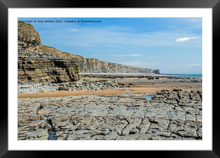 Monk Nash Beach Facing East along Glamorgan Coast Framed Mounted Print by Nick Jenkins