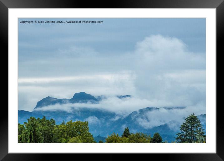 Langdale Pikes and Cloud Inversion Lake District Framed Mounted Print by Nick Jenkins