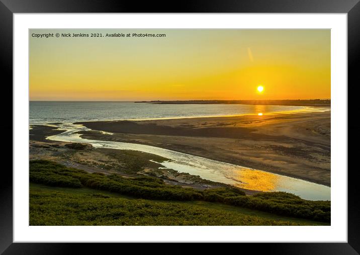 Summer Sun setting over River Ogmore Estuary south Framed Mounted Print by Nick Jenkins