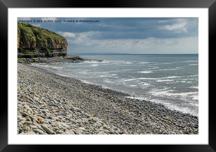 Amroth Beach Pembrokeshire - the East End Framed Mounted Print by Nick Jenkins