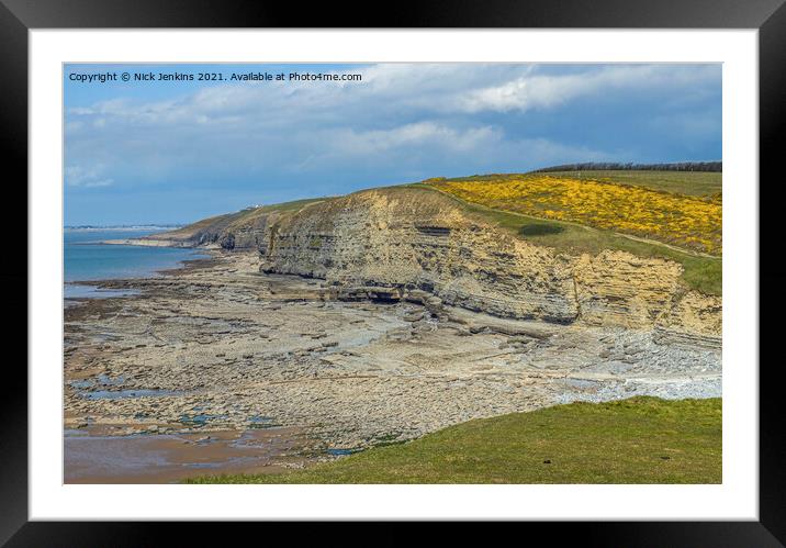 Looking down on Dunraven Bay Southerndown Framed Mounted Print by Nick Jenkins