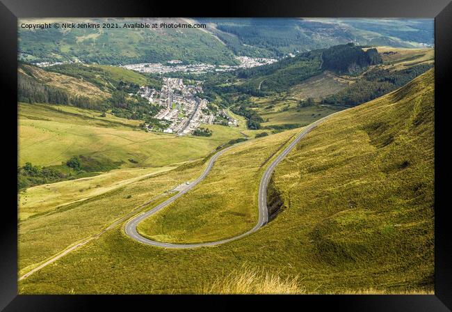 Hairpin Bend at Bwlch y Clawdd Rhondda Framed Print by Nick Jenkins