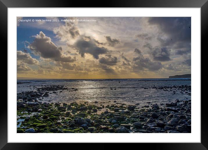 Llantwit Major Beach and Sunset Clouds Glamorgan C Framed Mounted Print by Nick Jenkins