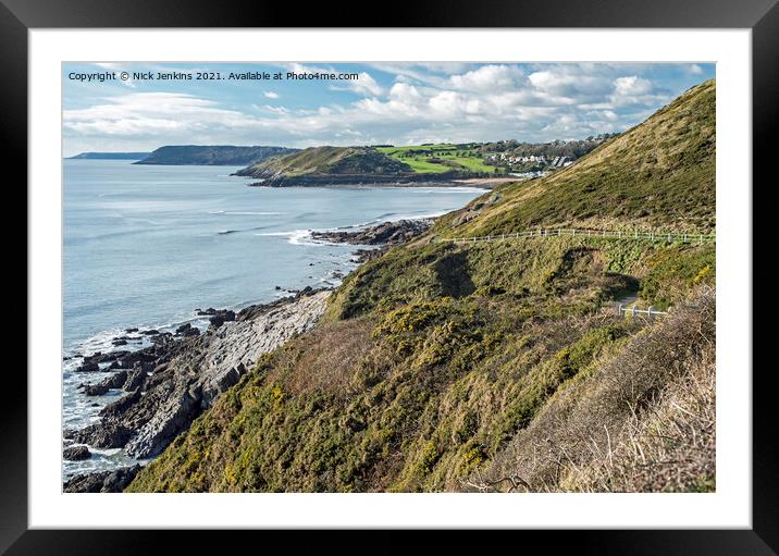 The Gower Coast near Langland Bay  Framed Mounted Print by Nick Jenkins