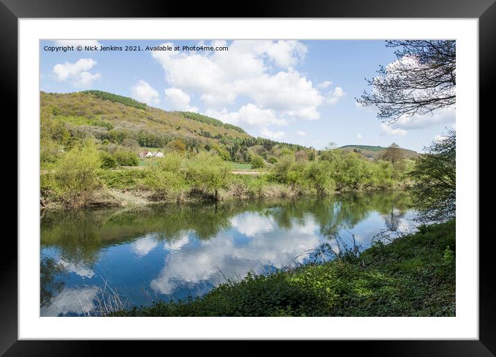 The River Wye with cloud reflection near Bigsweir  Framed Mounted Print by Nick Jenkins
